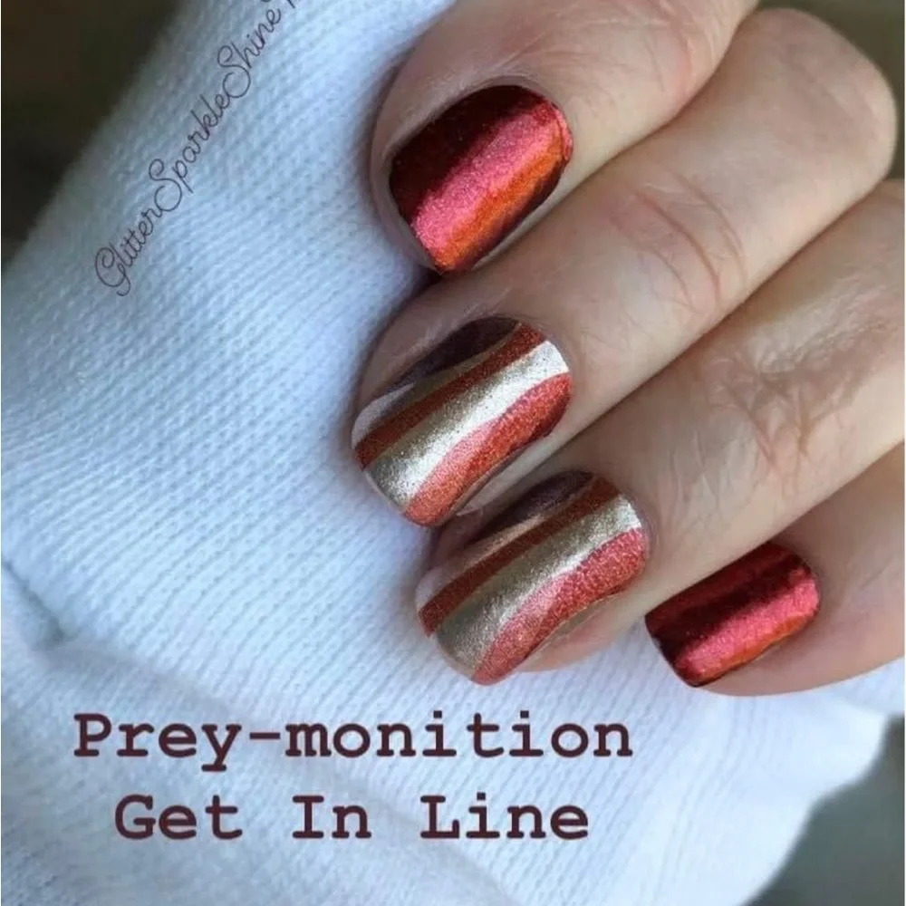 *Retired* Color Street: Get in Line | Abstract Waves Gold Metallic Red Green